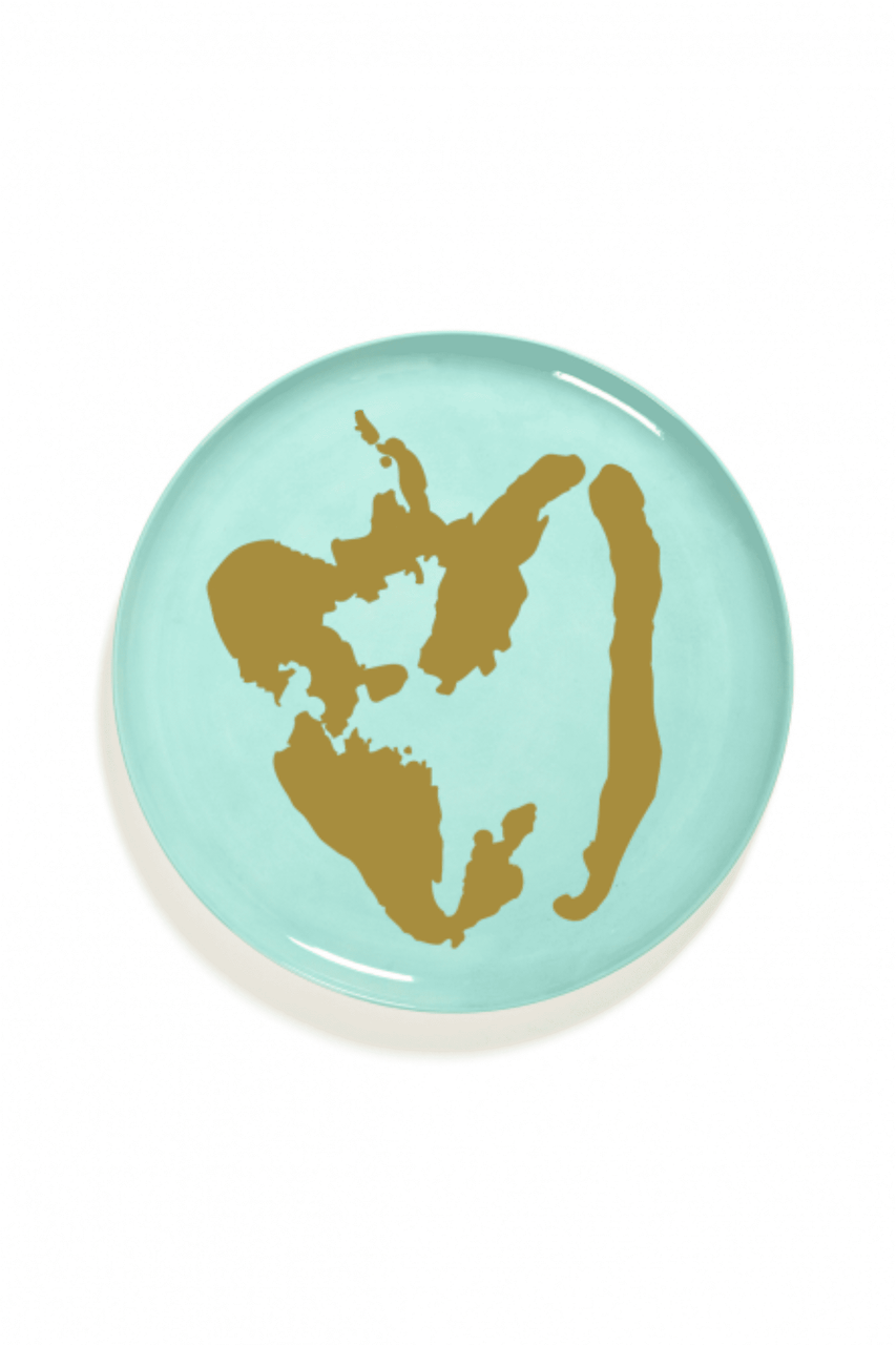 Serving Plate, Azure with Gold Pepper Ottolenghi Serax, top view