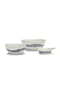 Small Bowl, White Swirl with Blue Stripes Ottolenghi Serax, shown with various bowls