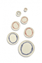 X-Small Plate, White Swirl with Red Stripes Ottolenghi Serax, shown with various plate sizes
