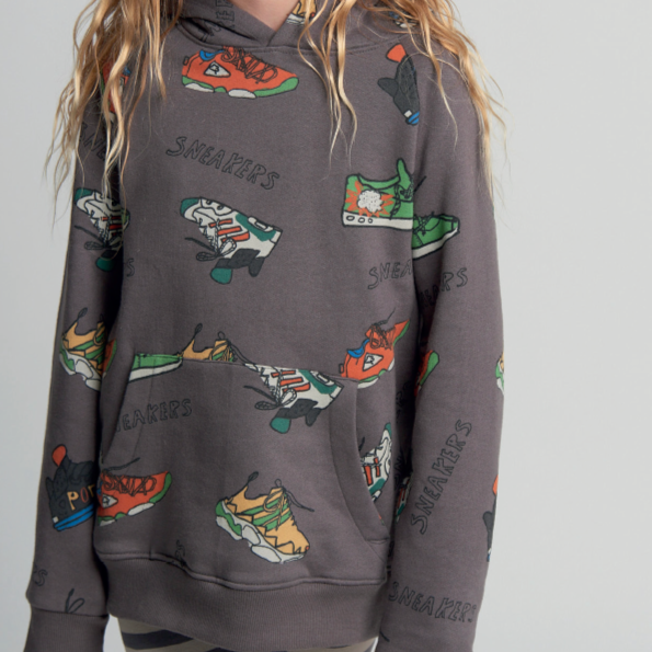 Kids Sneakers Printed Hooded Sweatshirt