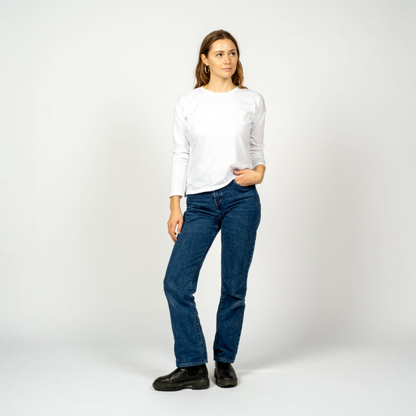 Women's Long Sleeved Relaxed Fit Tee - White